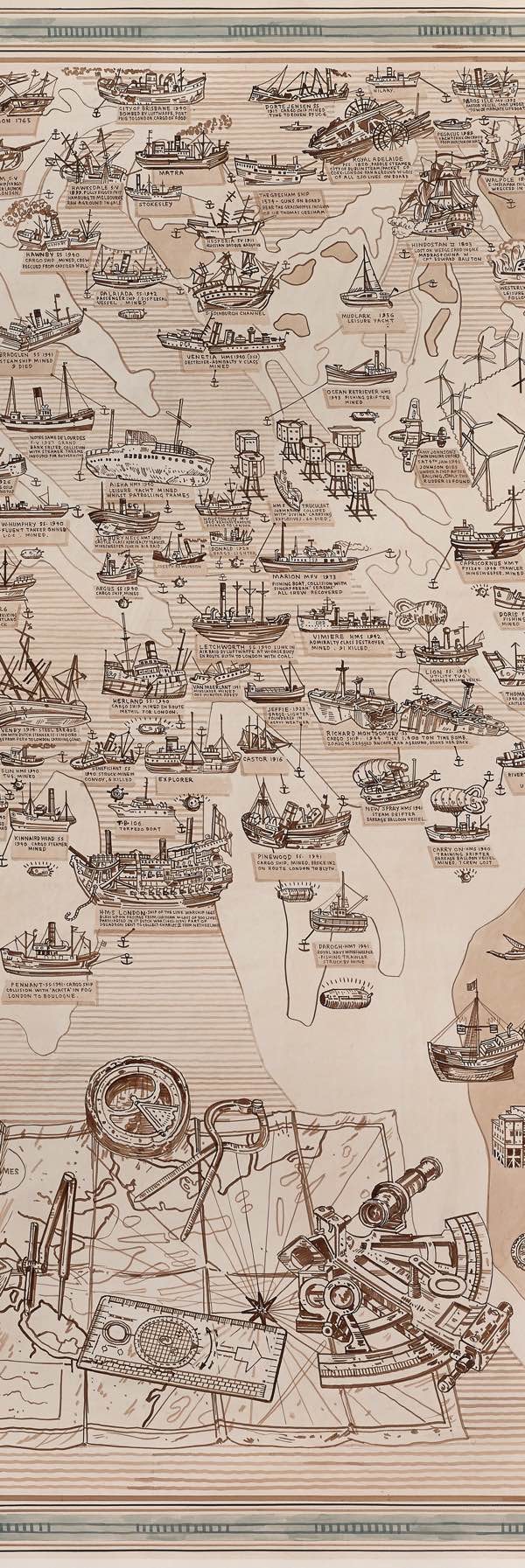 Adam Dants Map Of Thames Shipwrecks Spitalfields Life 4012